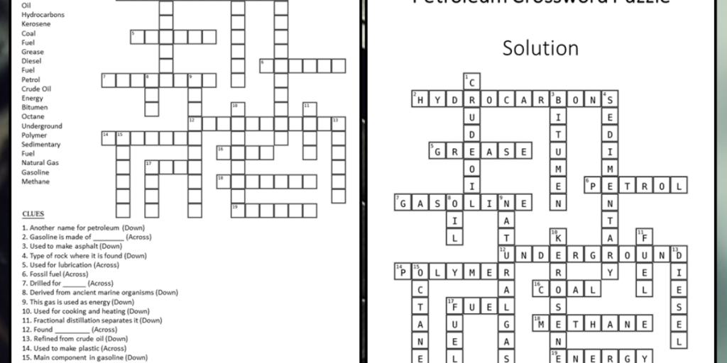 petroleum crossword clue